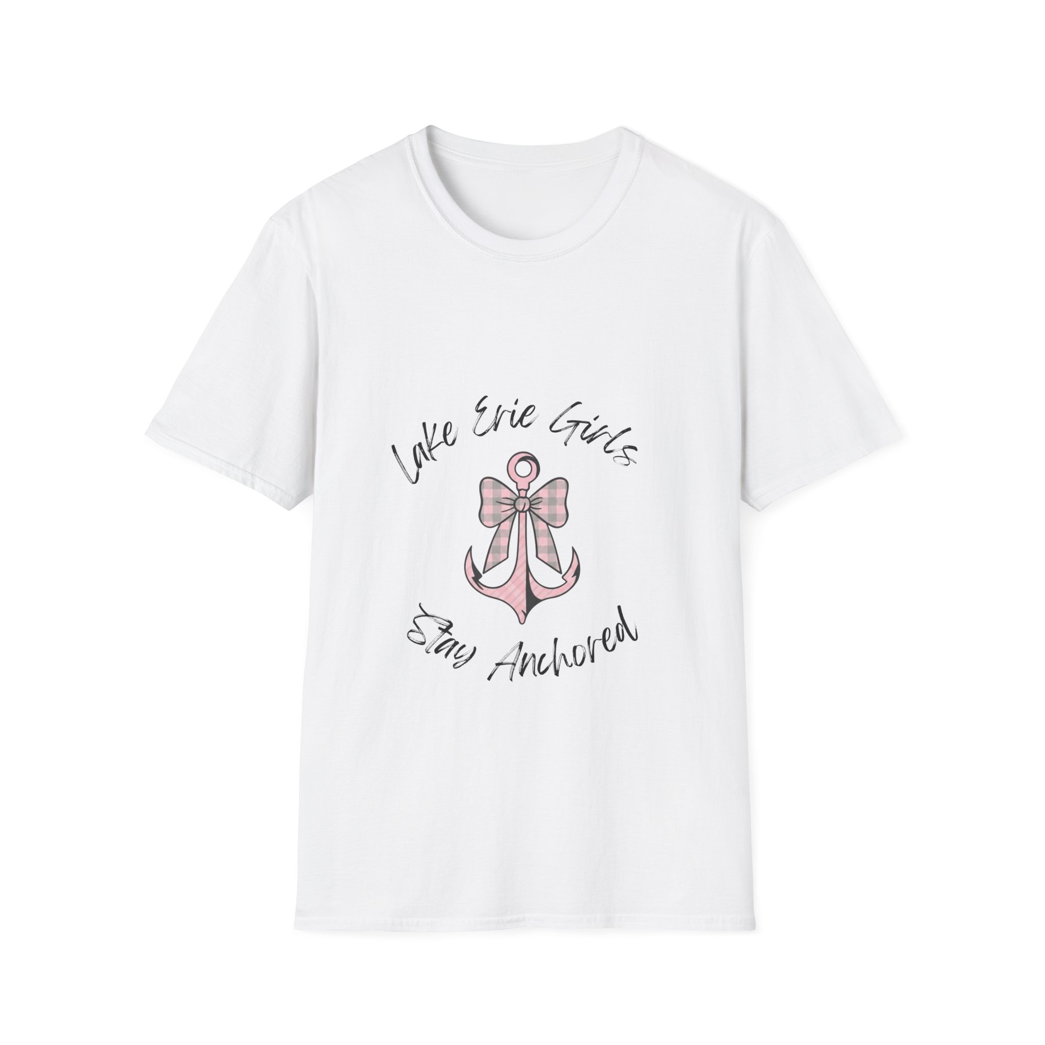 Pink Bow & Anchor Graphic Fitted Tee, “Lake Erie Girls Stay Anchored” 3 Pink Bow & Anchor Graphic Fitted Tee, “Lake Erie Girls Stay Anchored” - Image 3