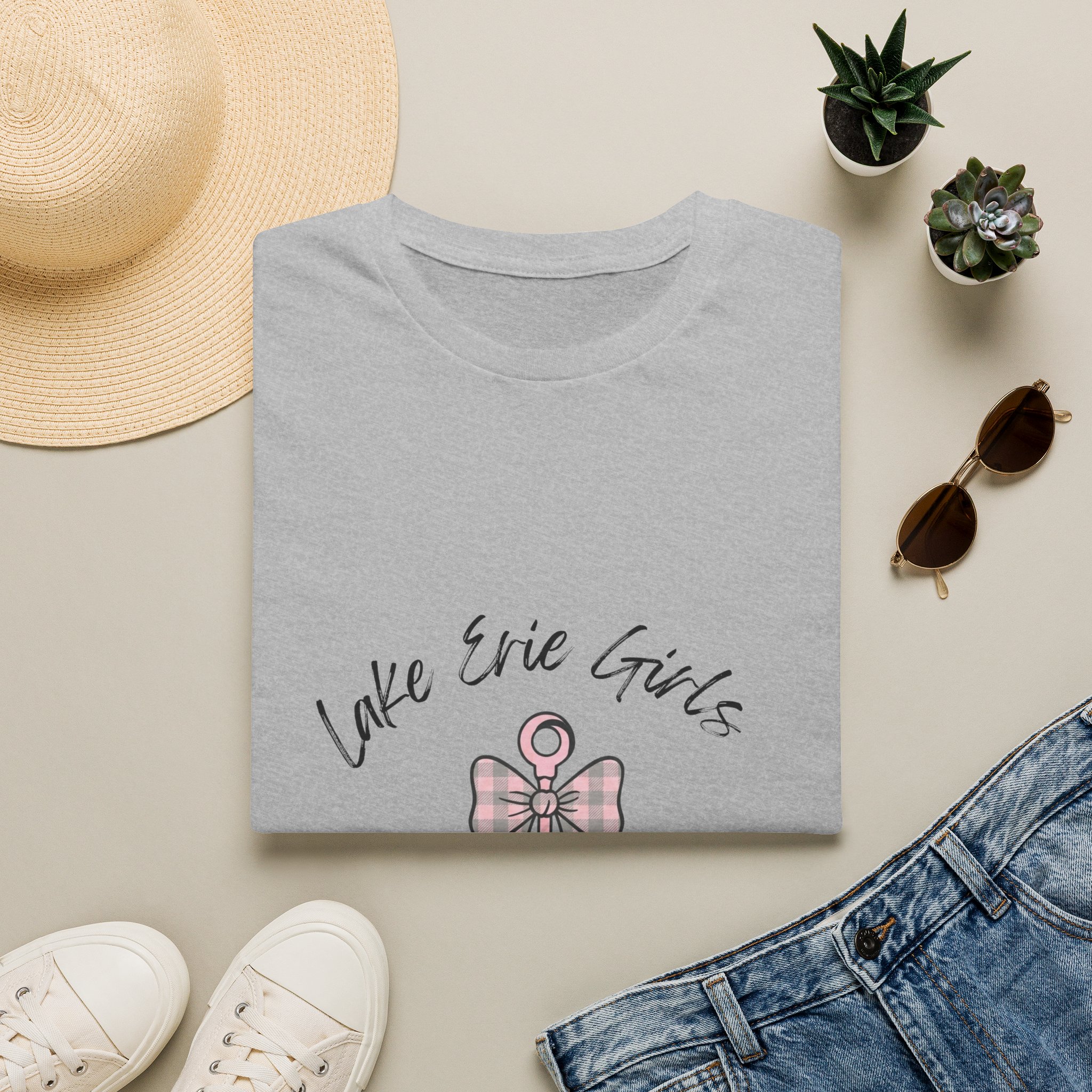 Pink Bow & Anchor Graphic Fitted Tee, “Lake Erie Girls Stay Anchored” 5 Pink Bow & Anchor Graphic Fitted Tee, “Lake Erie Girls Stay Anchored” - Image 5