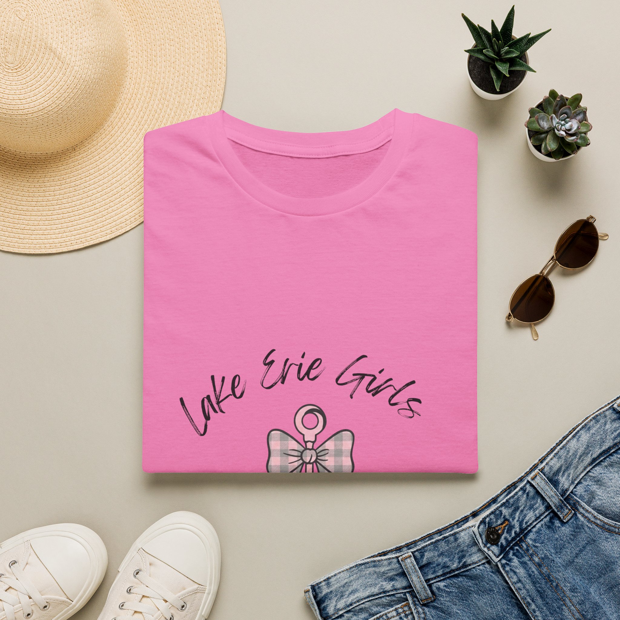 Pink Bow & Anchor Graphic Fitted Tee, “Lake Erie Girls Stay Anchored” 9 Pink Bow & Anchor Graphic Fitted Tee, “Lake Erie Girls Stay Anchored” - Image 9