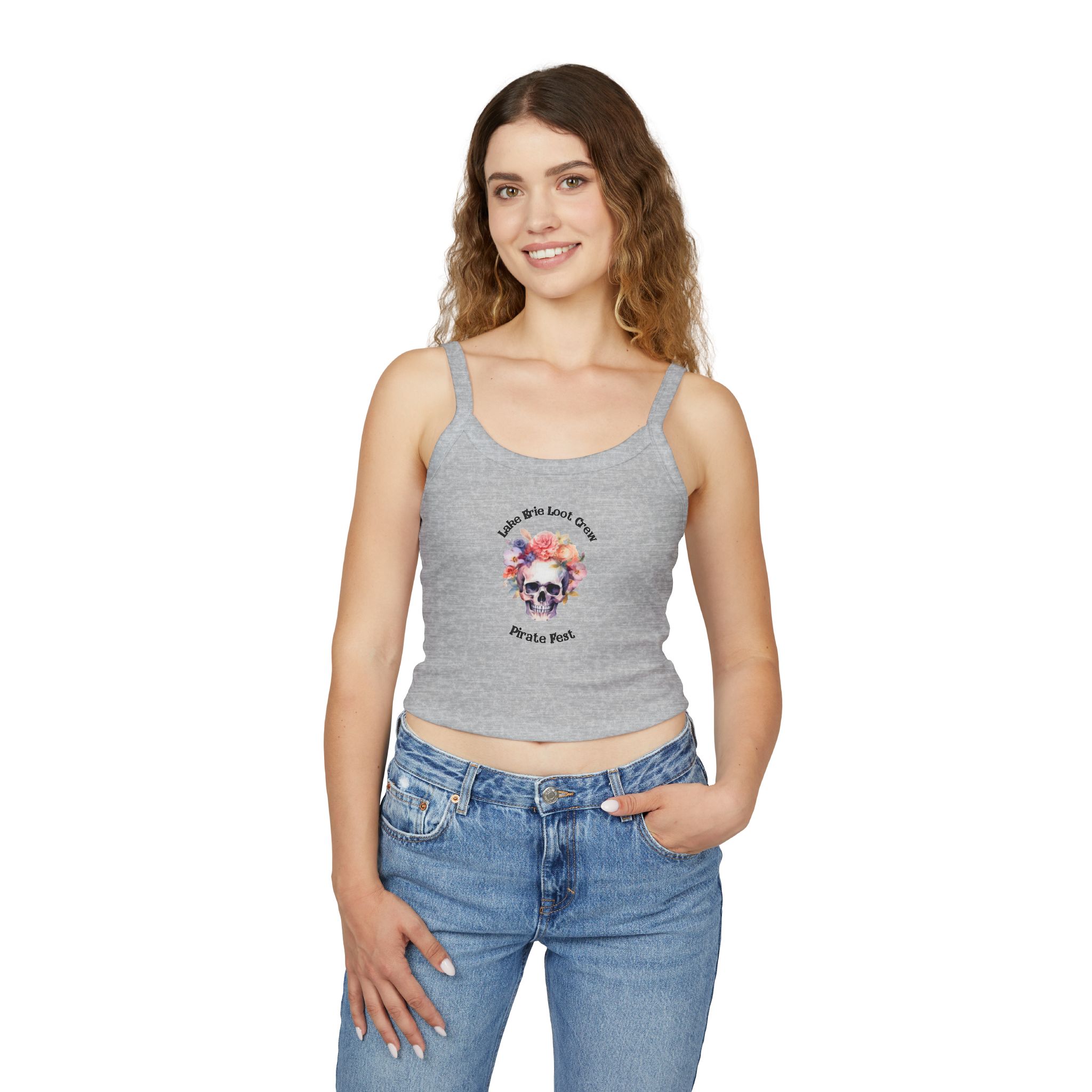 "Lake Erie Loot Crew" Women's Spaghetti Strap Pirate Fest Tank Top 11 "Lake Erie Loot Crew" Women's Spaghetti Strap Pirate Fest Tank Top - Image 11