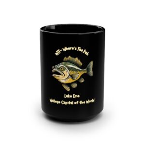 Mug – "WTF Where's The Fish" Lake Erie Walleye Capital Black Coffee Mug 15oz