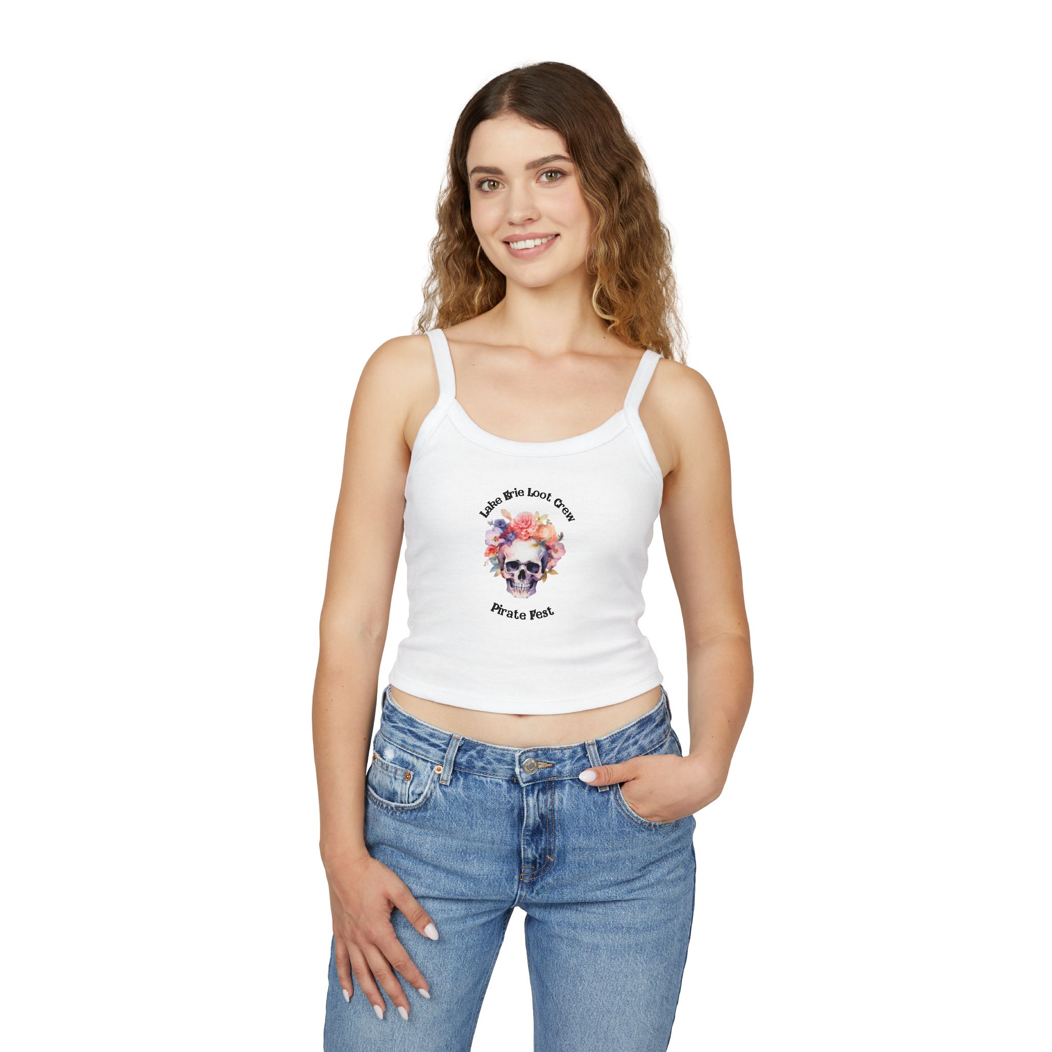 "Lake Erie Loot Crew" Women's Spaghetti Strap Pirate Fest Tank Top 3 "Lake Erie Loot Crew" Women's Spaghetti Strap Pirate Fest Tank Top - Image 3