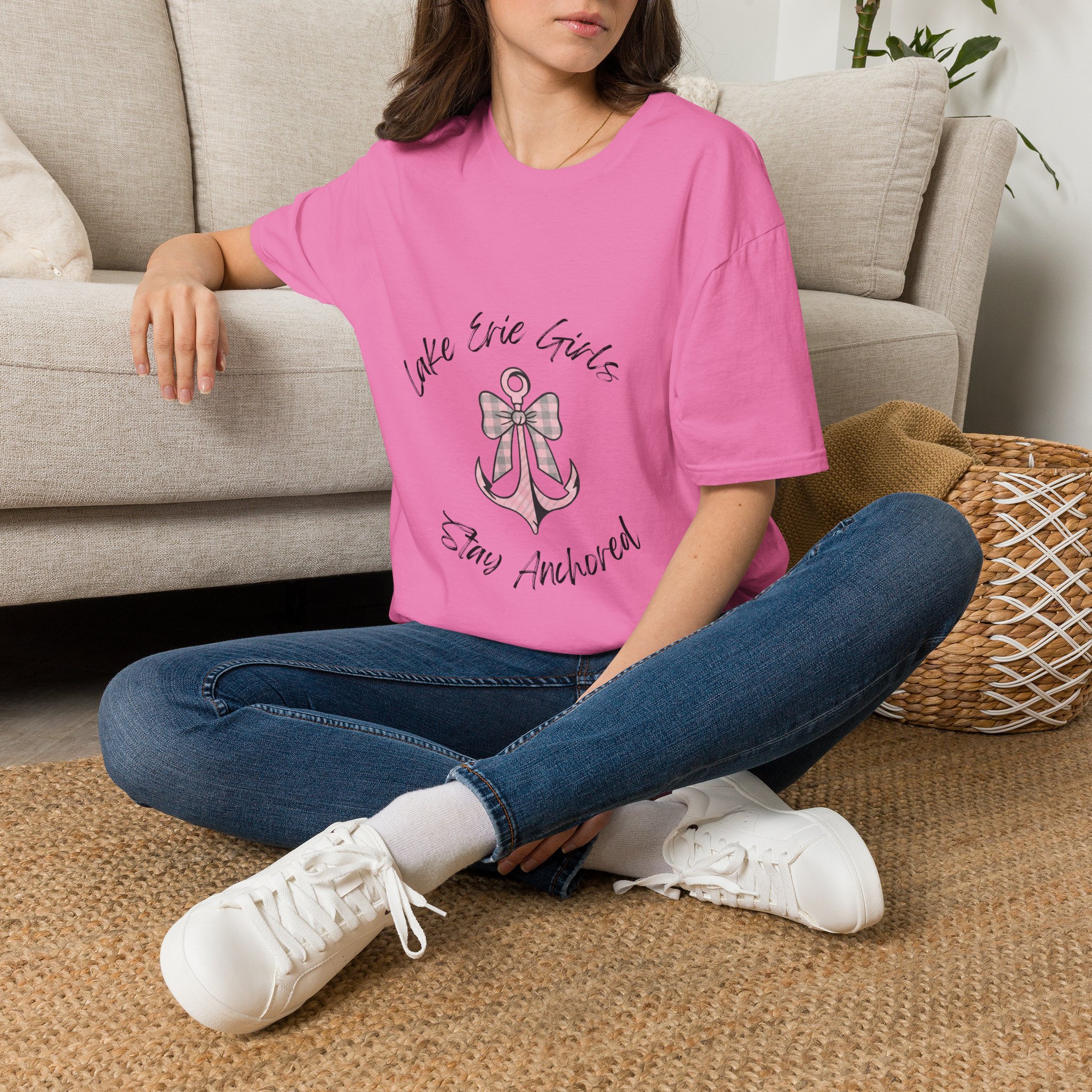 Pink Bow & Anchor Graphic Fitted Tee, “Lake Erie Girls Stay Anchored” 10 Pink Bow & Anchor Graphic Fitted Tee, “Lake Erie Girls Stay Anchored” - Image 10