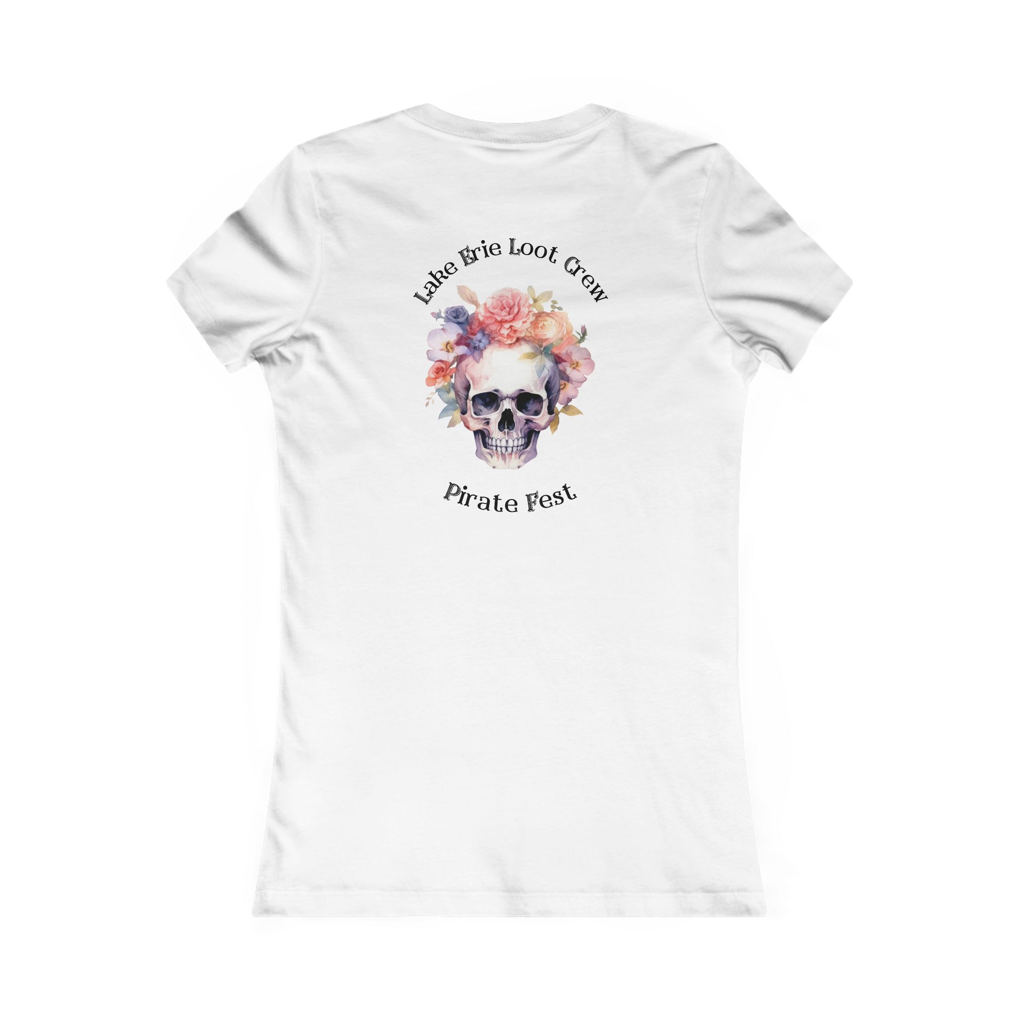 Women's Lake Erie Loot Crew Floral Skull Tee - Pirate Fest Tee 2 Women's Lake Erie Loot Crew Floral Skull Tee - Pirate Fest Tee - Image 2